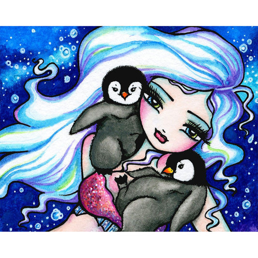 Penguin Girl - Full Round Drill Diamond Painting 40*30CM