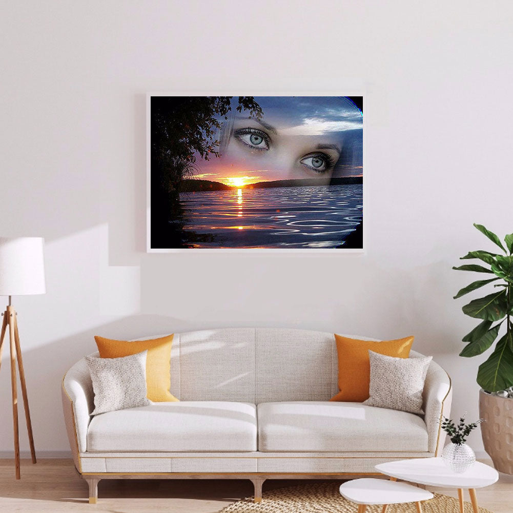 Eyes On The Lake - Full Round Drill Diamond Painting 50*40CM