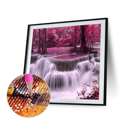 Pink Waterfall - Full Round Drill Diamond Painting 50*50CM