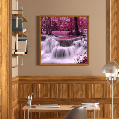 Pink Waterfall - Full Round Drill Diamond Painting 50*50CM