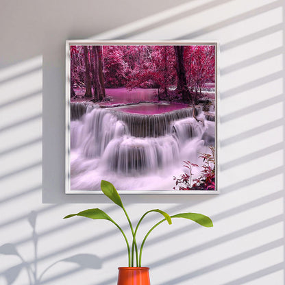 Pink Waterfall - Full Round Drill Diamond Painting 50*50CM