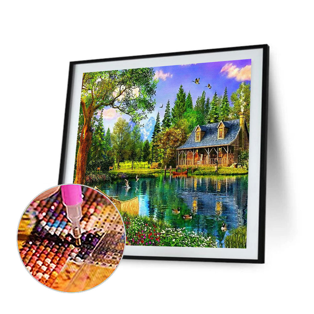 Lakeside Cabin - Full Round Drill Diamond Painting 50*50CM