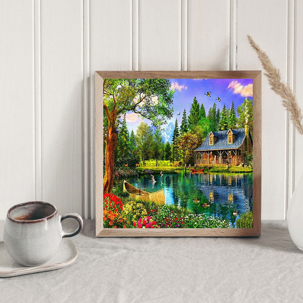 Lakeside Cabin - Full Round Drill Diamond Painting 50*50CM