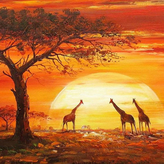 Sunset Giraffe - Full Square Drill Diamond Painting 50*50CM