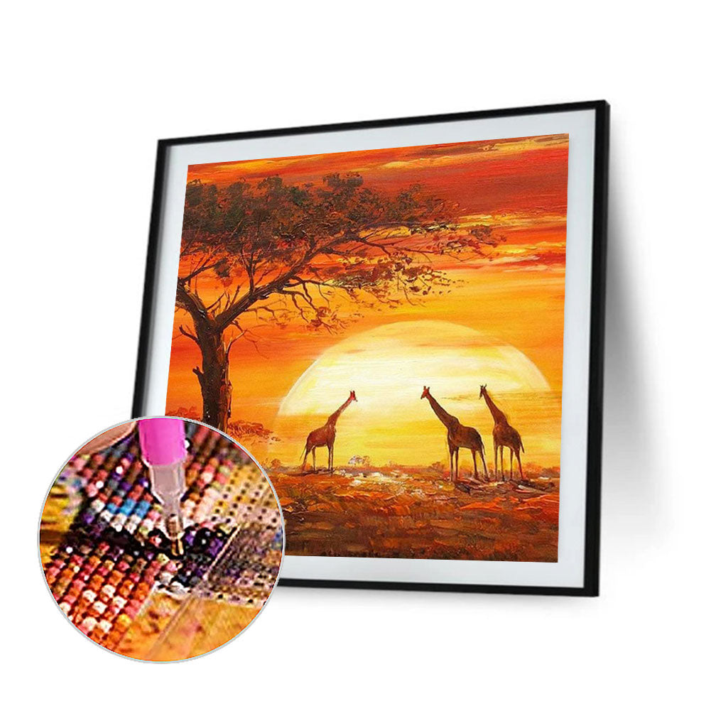 Sunset Giraffe - Full Square Drill Diamond Painting 50*50CM