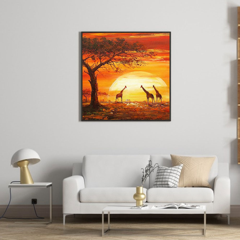 Sunset Giraffe - Full Square Drill Diamond Painting 50*50CM