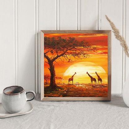 Sunset Giraffe - Full Square Drill Diamond Painting 50*50CM