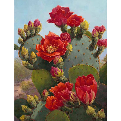 Noble Cactus Flowers - Full Round Drill Diamond Painting 30*40CM