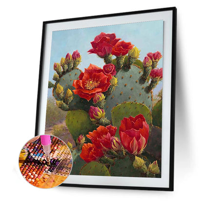 Noble Cactus Flowers - Full Round Drill Diamond Painting 30*40CM