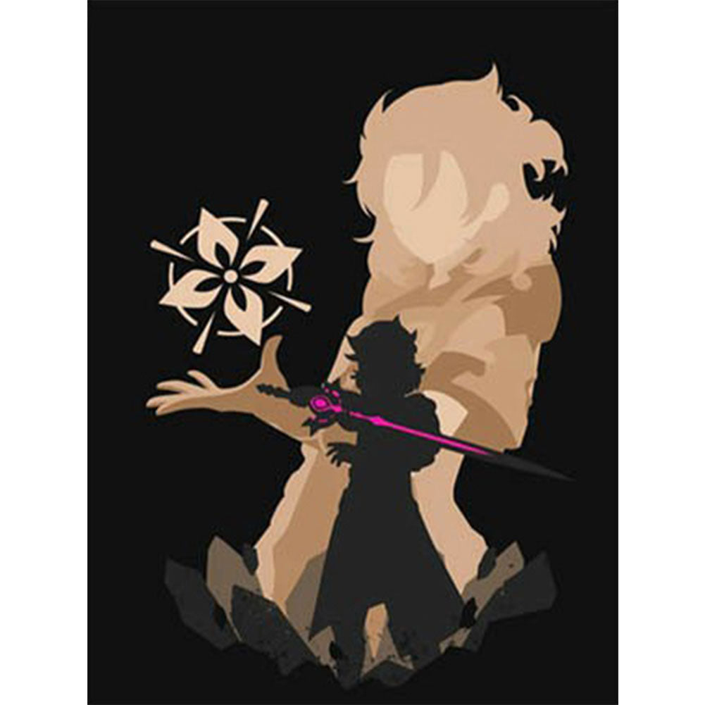 Genshin Impact Cartoon Silhouette - Full Round Drill Diamond Painting 30*40CM