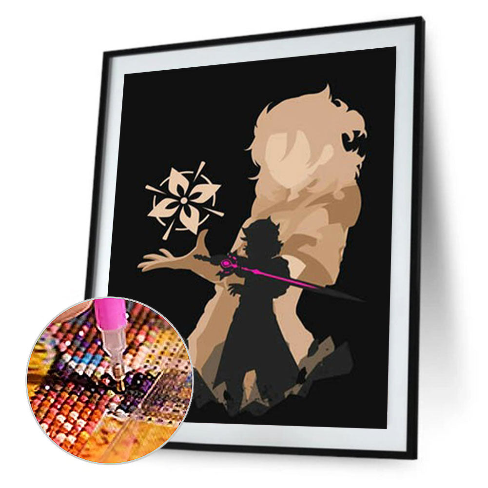 Genshin Impact Cartoon Silhouette - Full Round Drill Diamond Painting 30*40CM