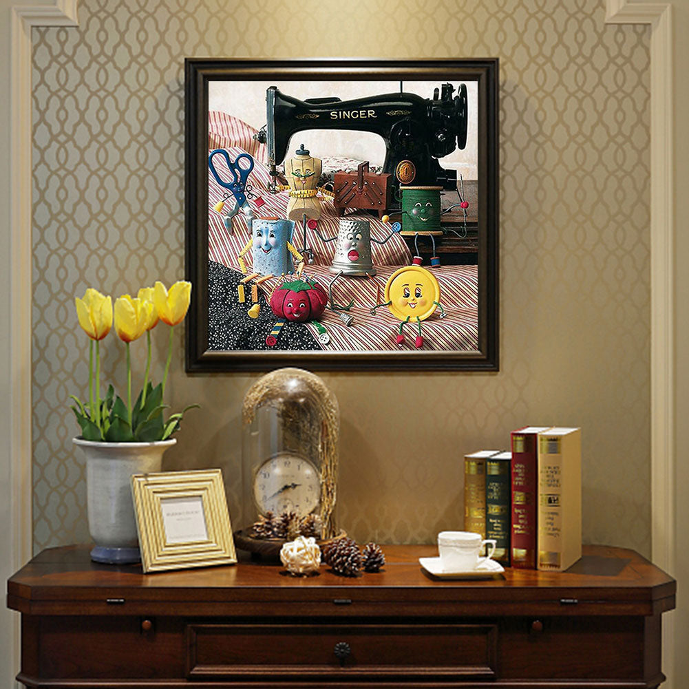 Retro Sewing Machine - Full Round Drill Diamond Painting 50*50CM