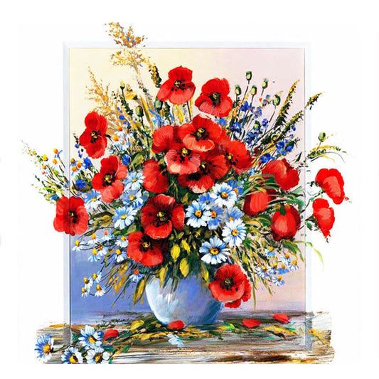 Poppies And Daisies Bouquet - Full Square Drill Diamond Painting 50*50CM