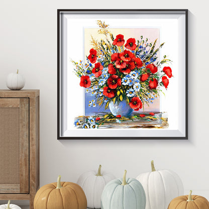 Poppies And Daisies Bouquet - Full Square Drill Diamond Painting 50*50CM