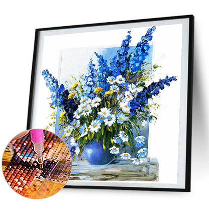 Delphinium And Daisy Bouquet - Full Square Drill Diamond Painting 50*50CM