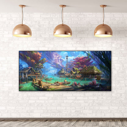 Fishing Village - Full Round Drill Diamond Painting 100*40CM