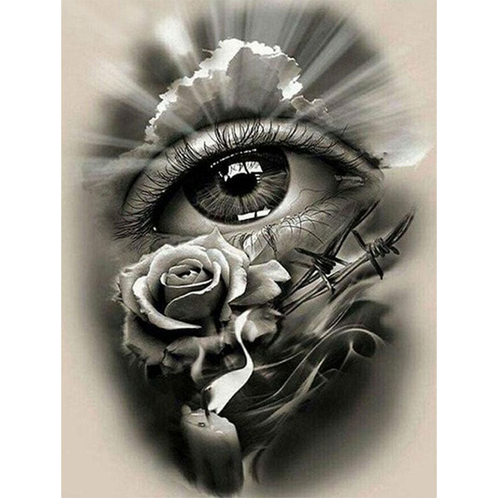 Abstract Rose Eye Black And White - Full Round Drill Diamond Painting 40*50CM