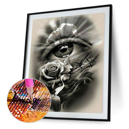 Abstract Rose Eye Black And White - Full Round Drill Diamond Painting 40*50CM