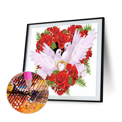 Rose Heart Dove Of Peace - Full Square Drill Diamond Painting 40*40CM