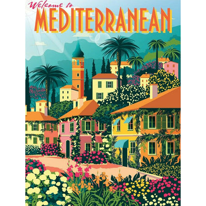 Mediterranean Romantic Landscape Retro - Full Round Drill Diamond Painting 30*40CM