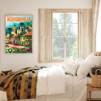 Mediterranean Romantic Landscape Retro - Full Round Drill Diamond Painting 30*40CM
