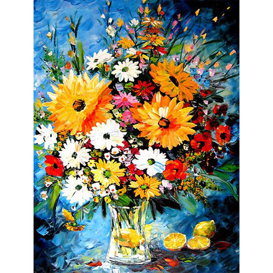 Oil Painting Daisy Rhubarb - Full Round Drill Diamond Painting 30*40CM