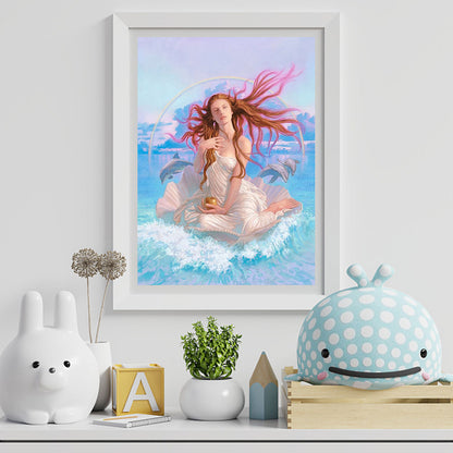 Rainbow Dolphin Girl - Full Round Drill Diamond Painting 40*50CM