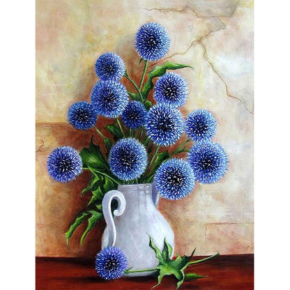 Blue Flower - Full Round Drill Diamond Painting 30*40CM