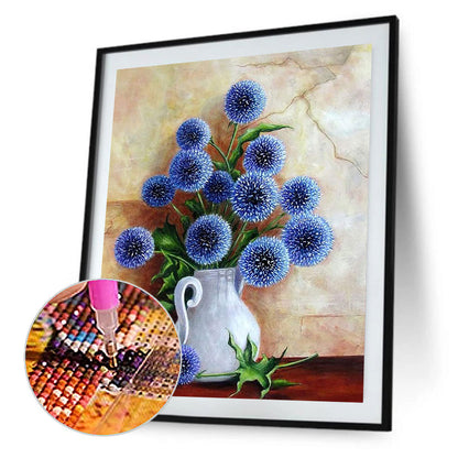 Blue Flower - Full Round Drill Diamond Painting 30*40CM