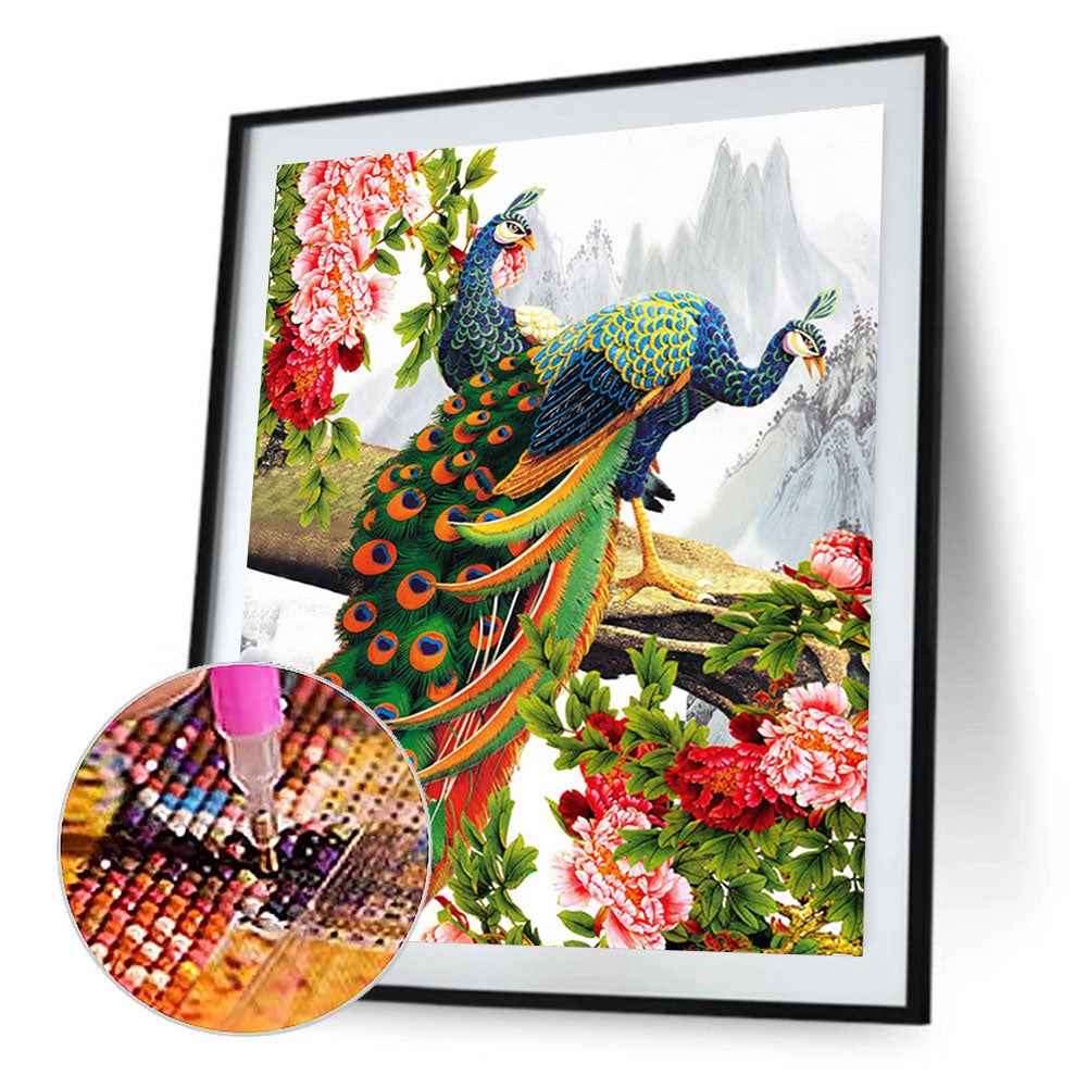 Hibiscus Peacock - Full Round Drill Diamond Painting 30*40CM