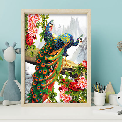 Hibiscus Peacock - Full Round Drill Diamond Painting 30*40CM