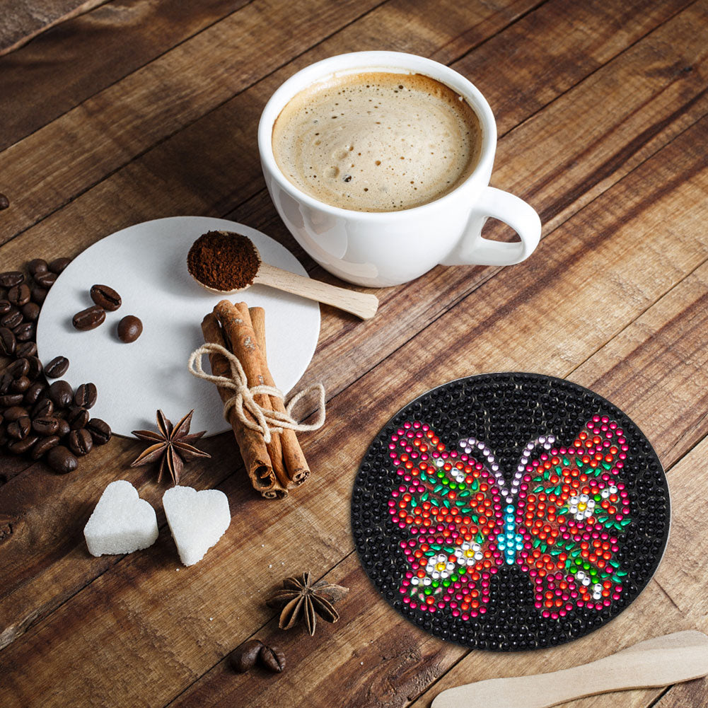 Wooden DIY Diamond Coaster Butterfly Pattern Comes Fashion Diamond Coaster
