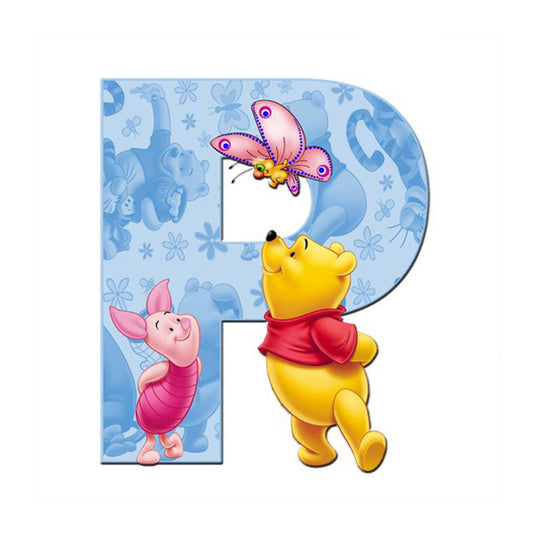 Letter Winnie The Pooh P - Full Round Drill Diamond Painting 30*30CM