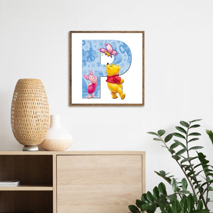 Letter Winnie The Pooh P - Full Round Drill Diamond Painting 30*30CM