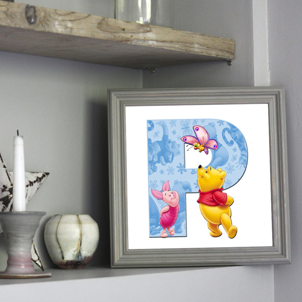 Letter Winnie The Pooh P - Full Round Drill Diamond Painting 30*30CM