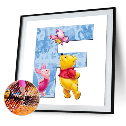 Letter Winnie The Pooh F - Full Round Drill Diamond Painting 30*30CM