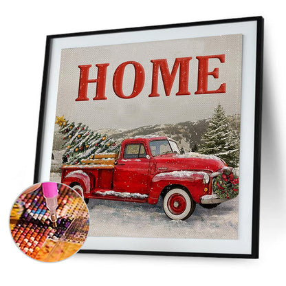 Christmas Red Car - Full Round Drill Diamond Painting 50*50CM