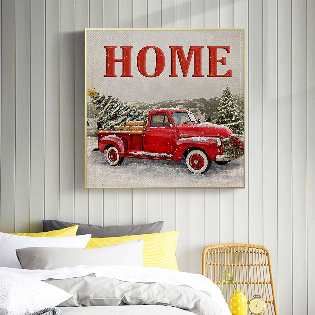 Christmas Red Car - Full Round Drill Diamond Painting 50*50CM