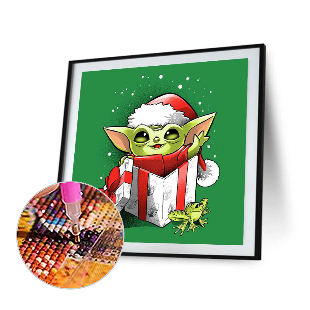 Cartoon Christmas Yoda - Full Round Drill Diamond Painting 30*30CM