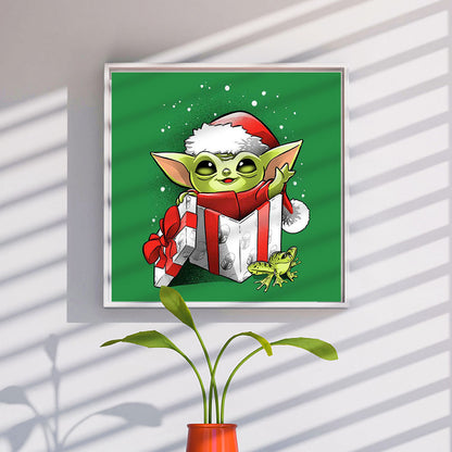 Cartoon Christmas Yoda - Full Round Drill Diamond Painting 30*30CM