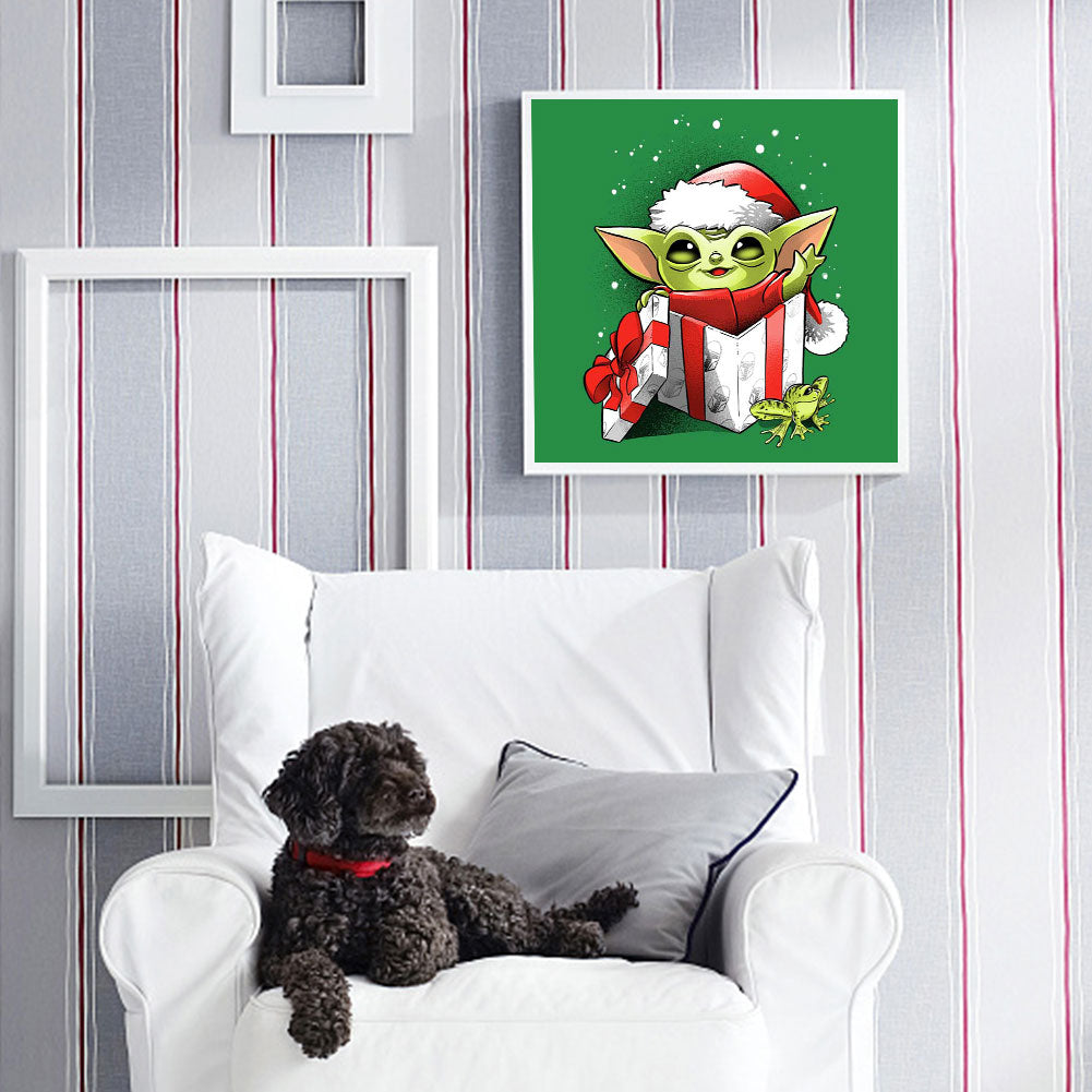 Cartoon Christmas Yoda - Full Round Drill Diamond Painting 30*30CM