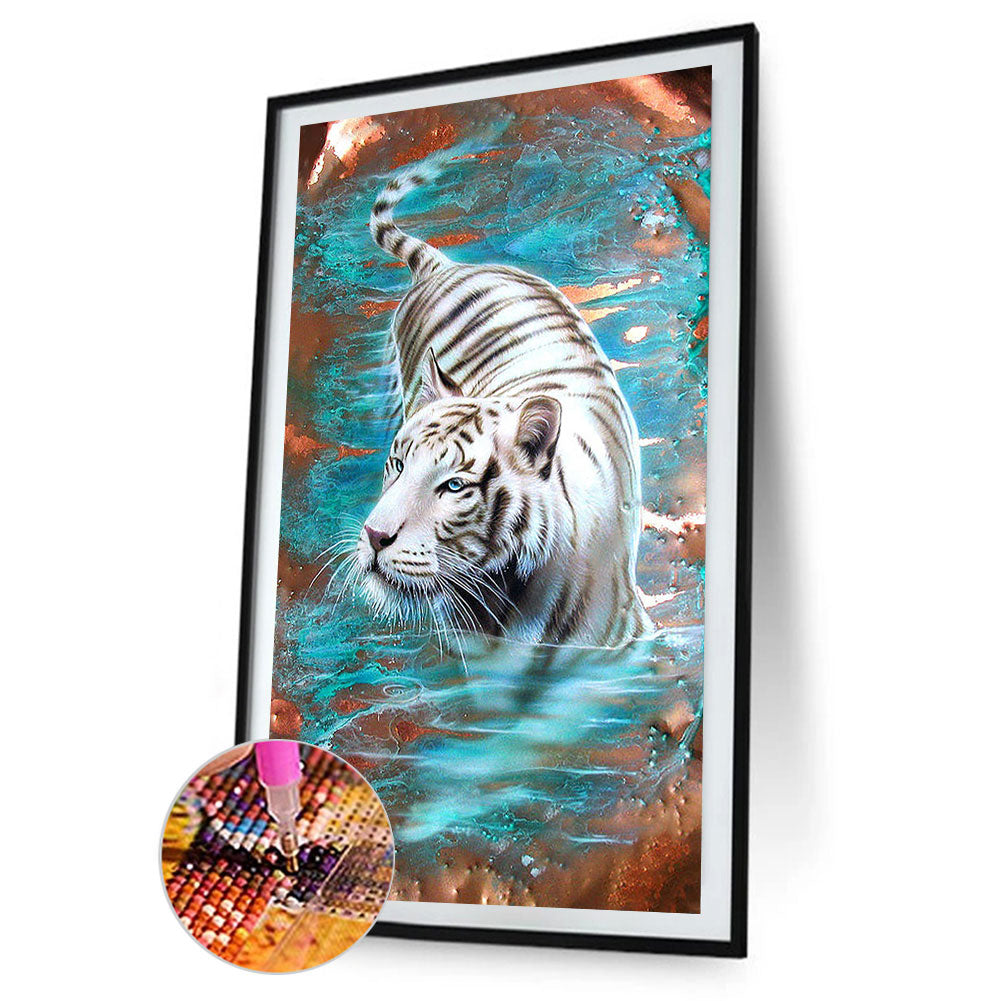 White Tiger - Full Round Drill Diamond Painting 40*70CM