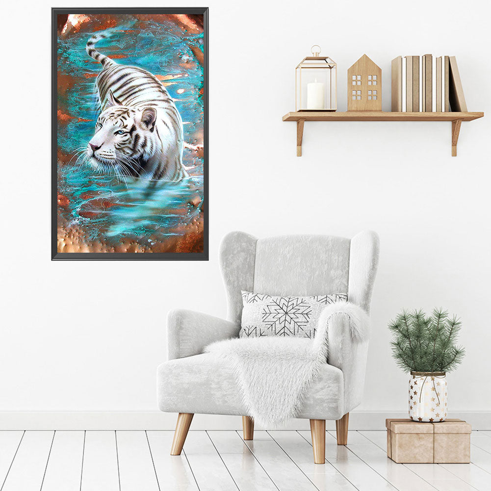 White Tiger - Full Round Drill Diamond Painting 40*70CM