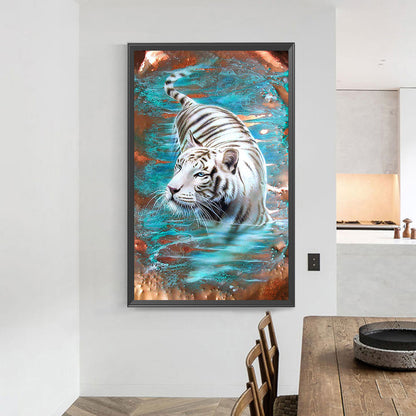 White Tiger - Full Round Drill Diamond Painting 40*70CM