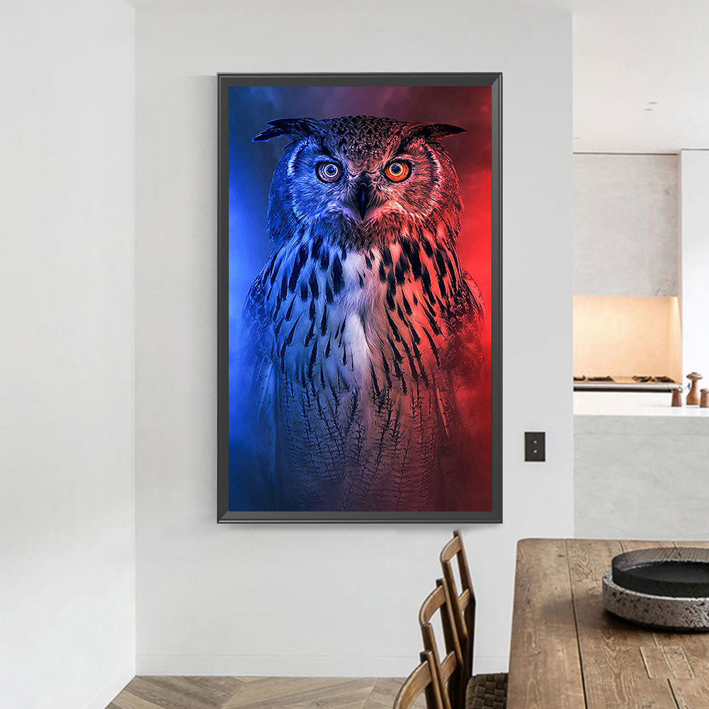 Red And Blue Owl - Full Round Drill Diamond Painting 40*70CM