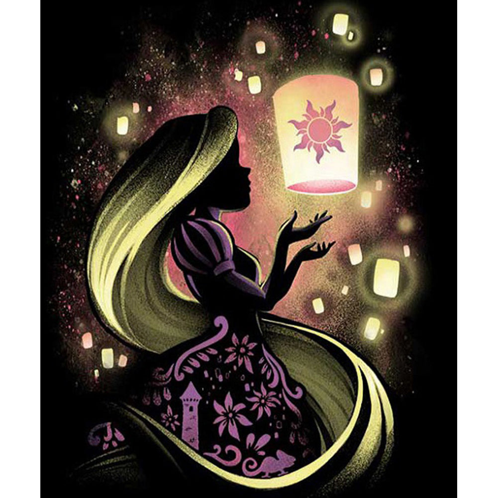 Rapunzel Princess Silhouette - Full Square Drill Diamond Painting 50*60CM