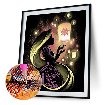 Rapunzel Princess Silhouette - Full Square Drill Diamond Painting 50*60CM