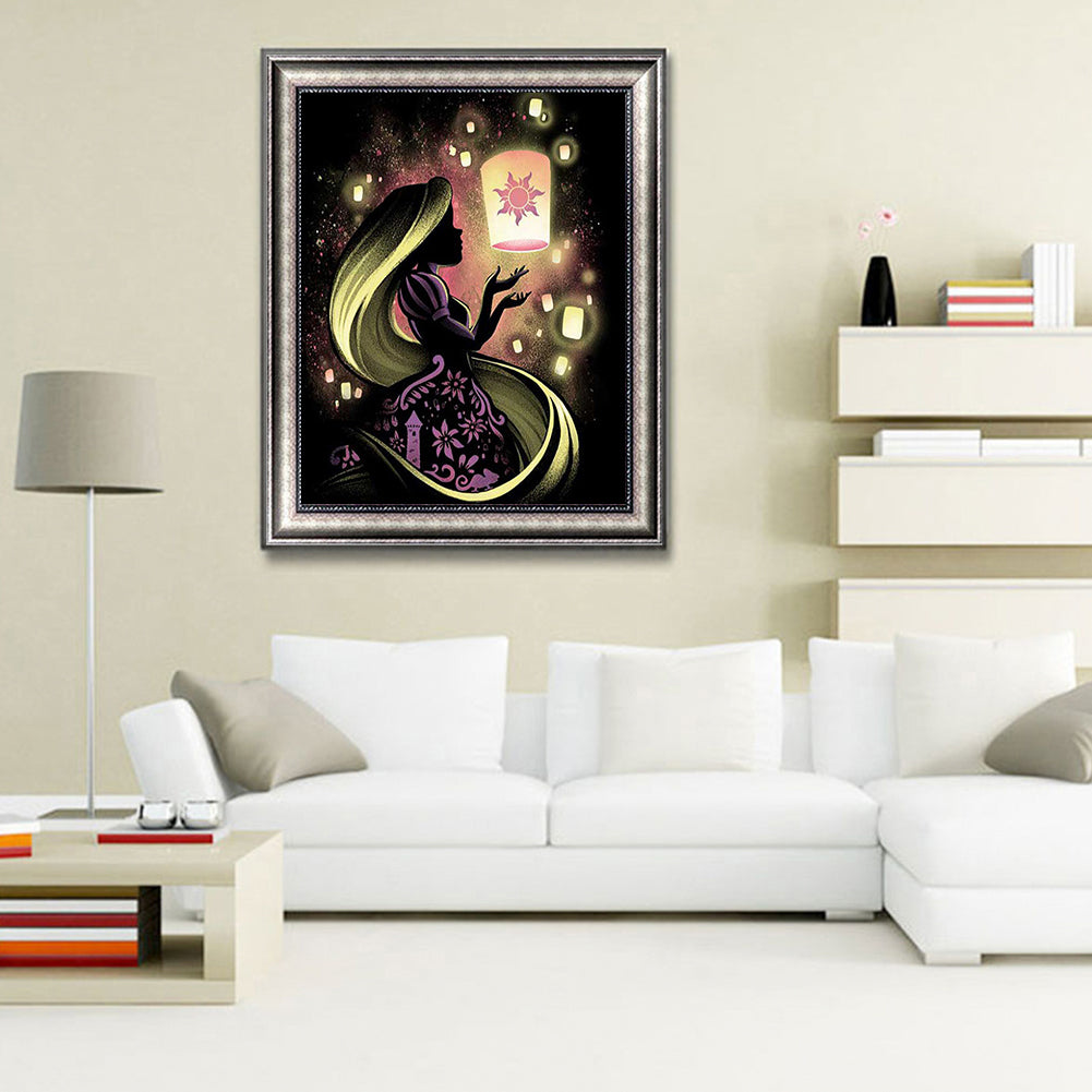 Rapunzel Princess Silhouette - Full Square Drill Diamond Painting 50*60CM