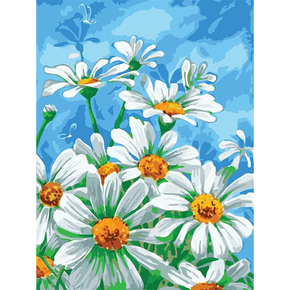 White Daisy - Full Round Drill Diamond Painting 30*40CM