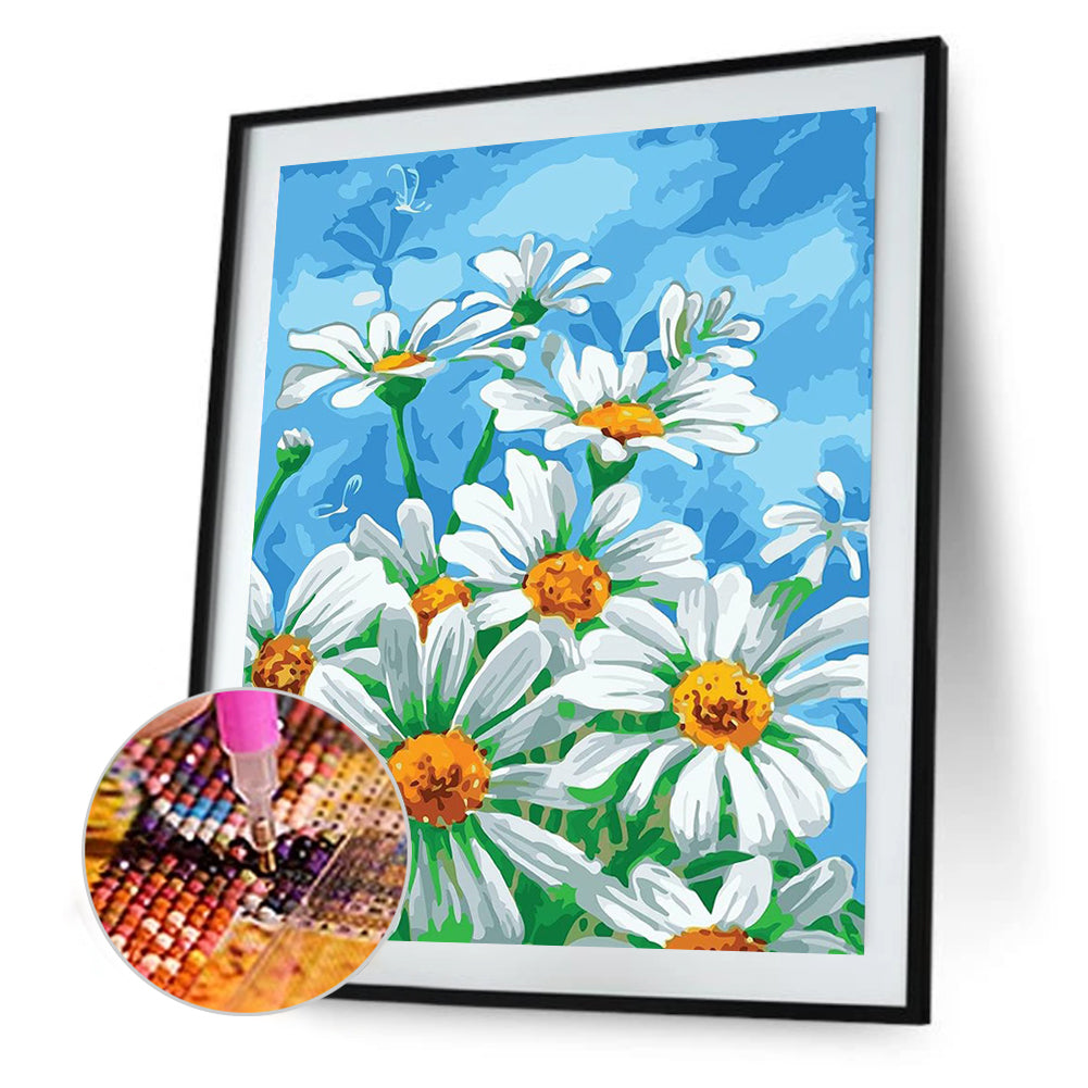 White Daisy - Full Round Drill Diamond Painting 30*40CM